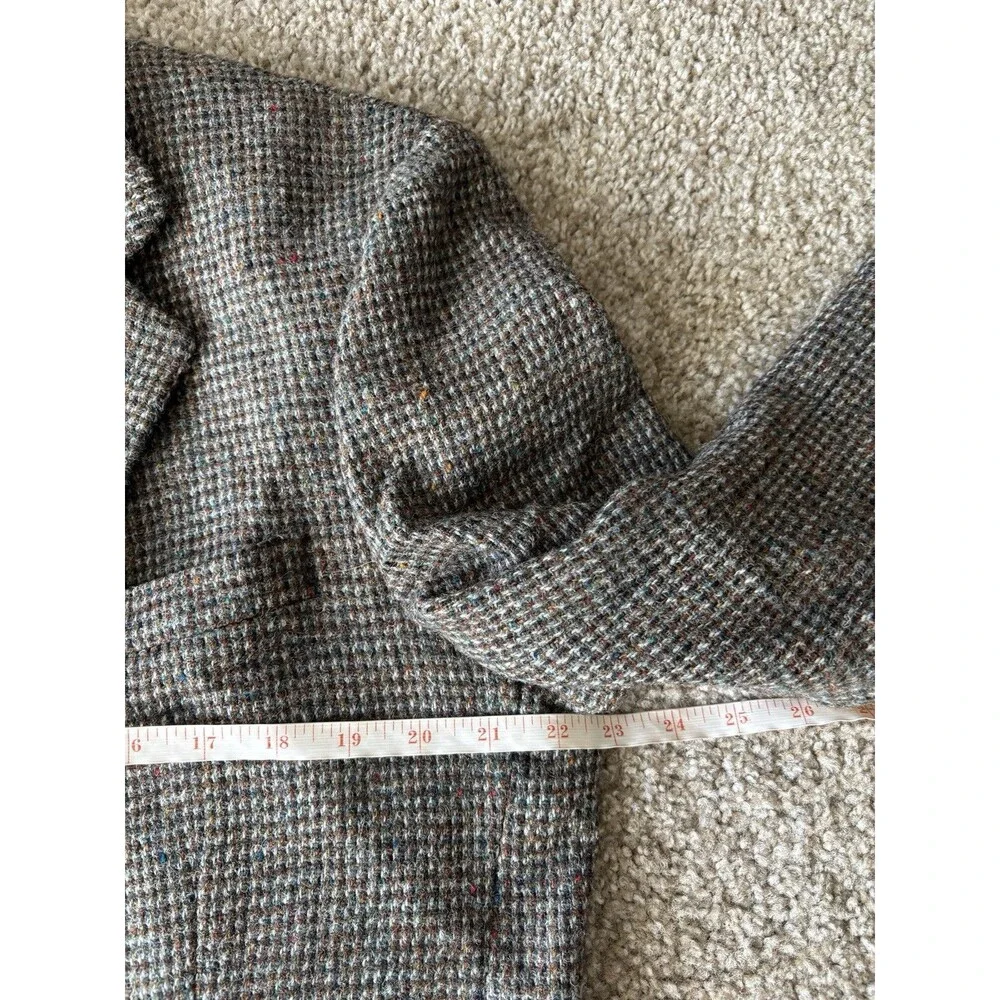 VTG Harris‎ Tweed 44 Jacket Blazer Handwoven Mens Brown Blue Pure Scottish Wool